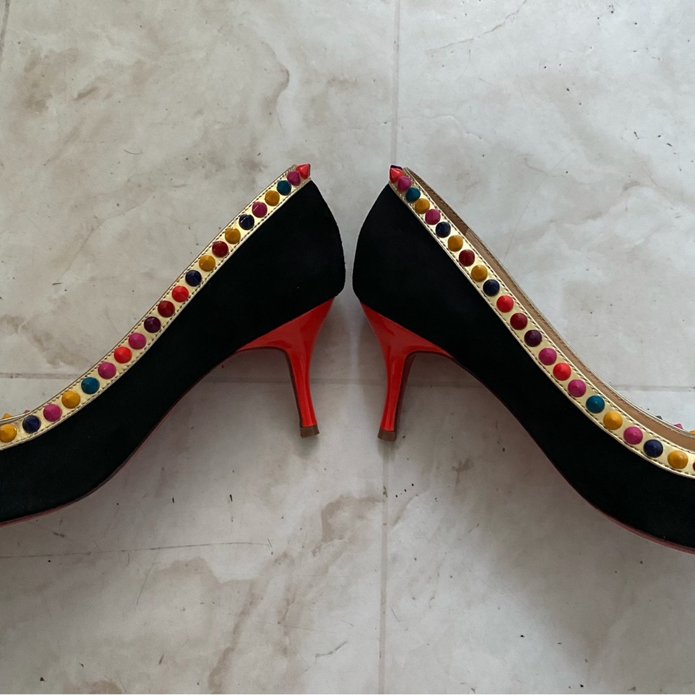 Christian Louboutin Multicolor Suede Leather Malabar Hill Spiked Pumps Heels 9 - Picture 7 of 13